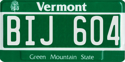 VT license plate BIJ604