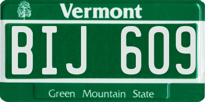 VT license plate BIJ609