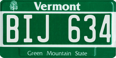 VT license plate BIJ634
