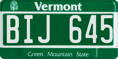 VT license plate BIJ645