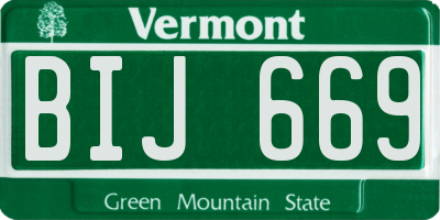 VT license plate BIJ669