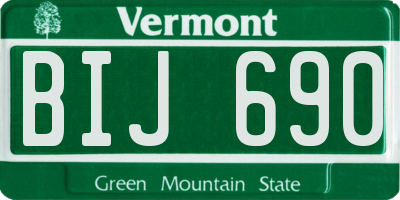 VT license plate BIJ690
