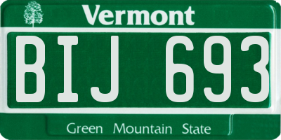 VT license plate BIJ693