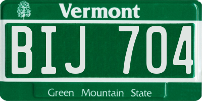 VT license plate BIJ704