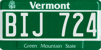 VT license plate BIJ724