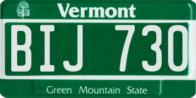 VT license plate BIJ730