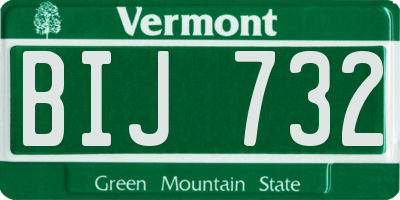 VT license plate BIJ732