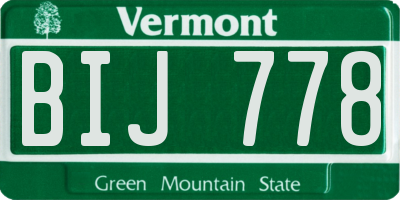 VT license plate BIJ778