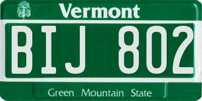 VT license plate BIJ802