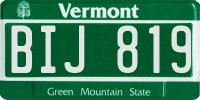 VT license plate BIJ819