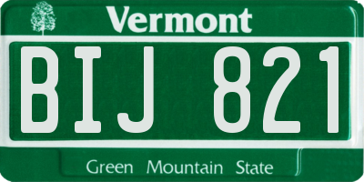VT license plate BIJ821