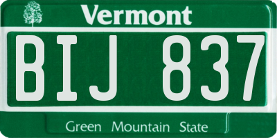 VT license plate BIJ837