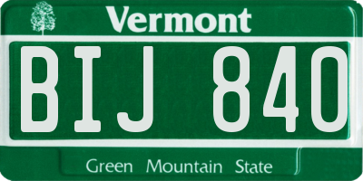 VT license plate BIJ840