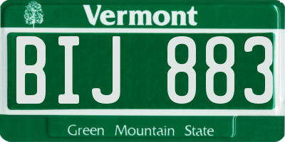 VT license plate BIJ883