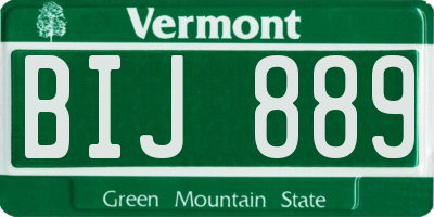 VT license plate BIJ889