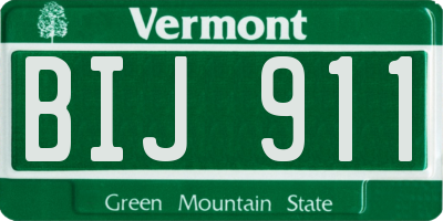 VT license plate BIJ911