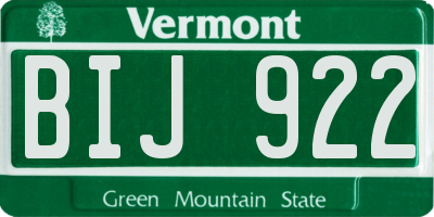 VT license plate BIJ922