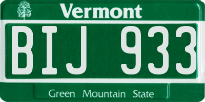 VT license plate BIJ933
