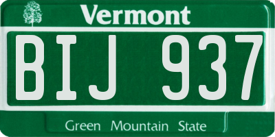 VT license plate BIJ937