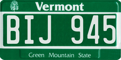 VT license plate BIJ945