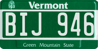 VT license plate BIJ946