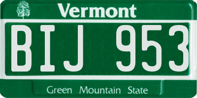 VT license plate BIJ953