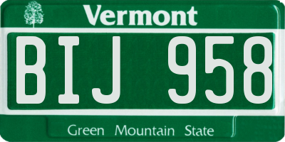 VT license plate BIJ958