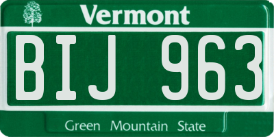 VT license plate BIJ963