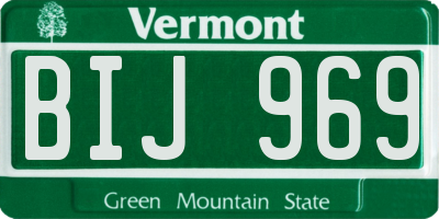 VT license plate BIJ969