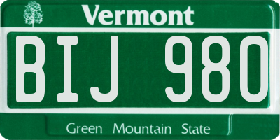VT license plate BIJ980