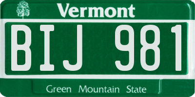 VT license plate BIJ981