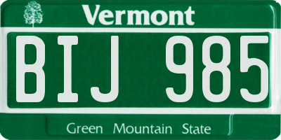 VT license plate BIJ985