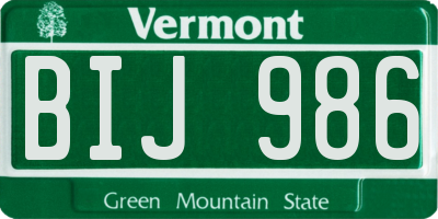 VT license plate BIJ986