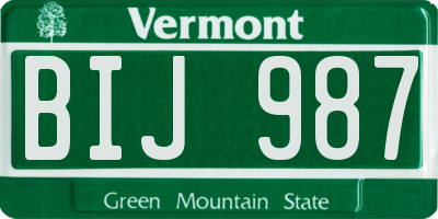 VT license plate BIJ987