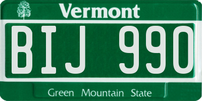 VT license plate BIJ990