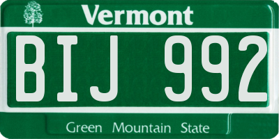 VT license plate BIJ992