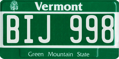 VT license plate BIJ998