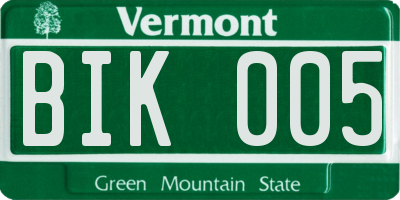 VT license plate BIK005
