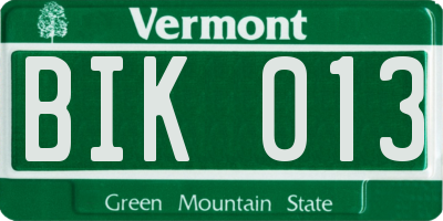 VT license plate BIK013