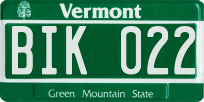 VT license plate BIK022