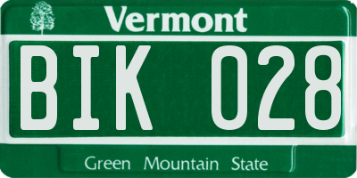 VT license plate BIK028
