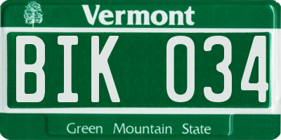 VT license plate BIK034