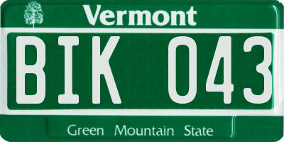 VT license plate BIK043