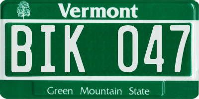 VT license plate BIK047