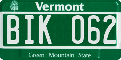 VT license plate BIK062