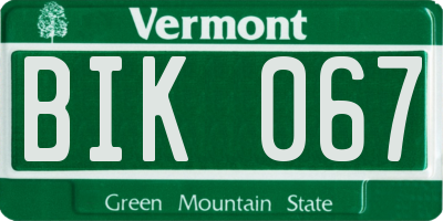 VT license plate BIK067
