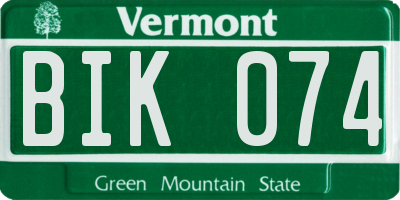 VT license plate BIK074