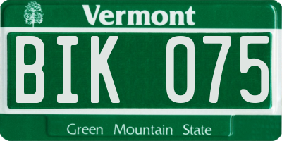 VT license plate BIK075