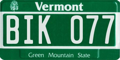 VT license plate BIK077