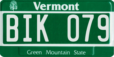 VT license plate BIK079